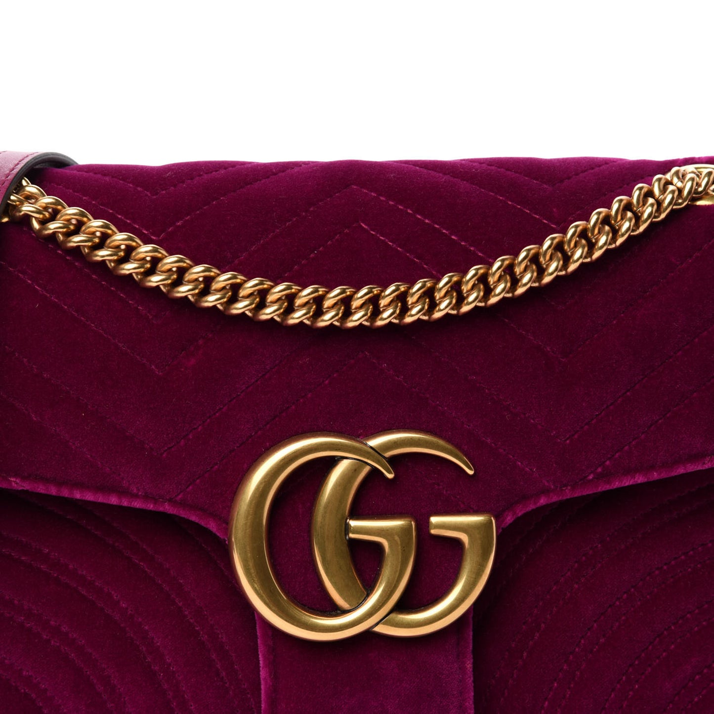 Velvet Matelasse Medium GG Marmont Shoulder Bag Fuchsia Violet Cyclamen