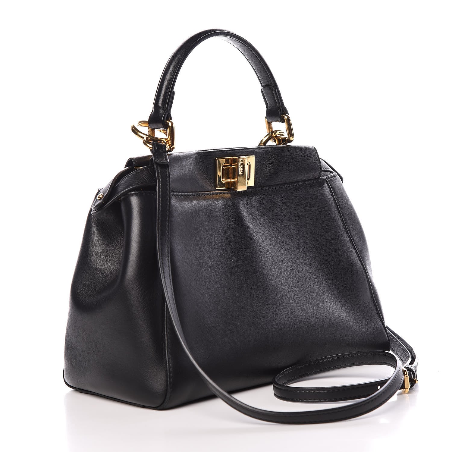 Fendi Nappa Mini Peekaboo Iconic Satchel Black 4 of 12