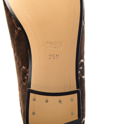 Gucci Velvet GG Monogram Horsebit Womens Jordaan Loafers 35.5 Brown Black 9 of 11