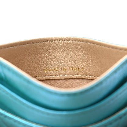 Chanel Metallic Lambskin Camellia Embossed Card Holder Turquoise 6 of 7