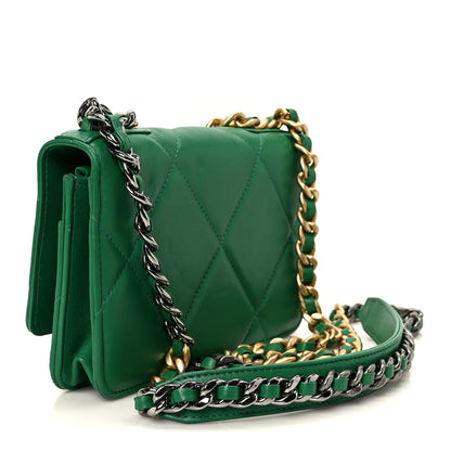 Chanel Lambskin Quilted Chanel 19 Wallet On Chain WOC Green 3 of 12