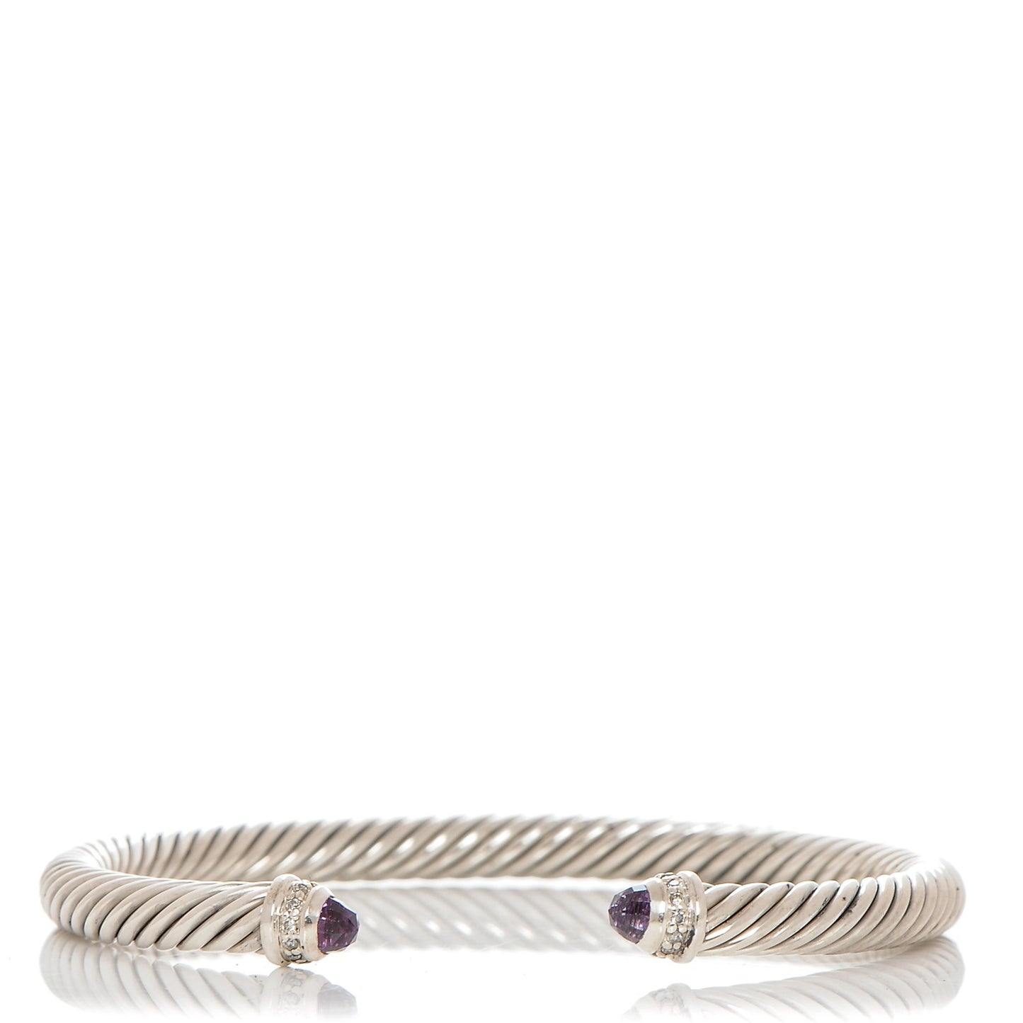 Sterling Silver Diamond Amethyst 5mm Cable Classics Bracelet