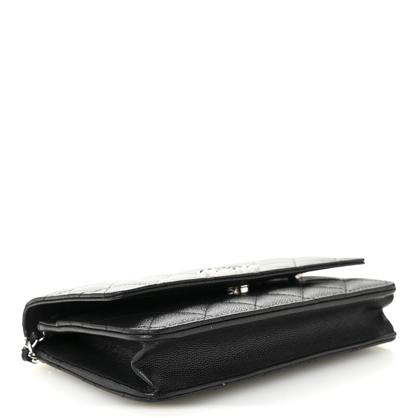 Caviar Quilted Crystal CC Wallet On Chain WOC Black