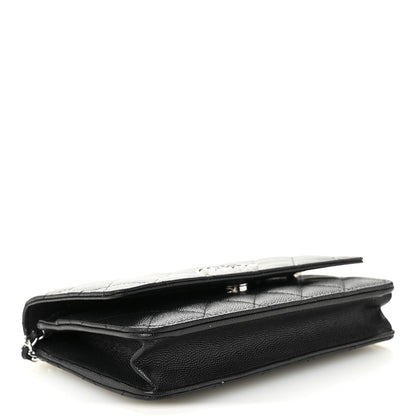 Chanel Caviar Quilted Crystal CC Wallet On Chain WOC Black 4 of 11