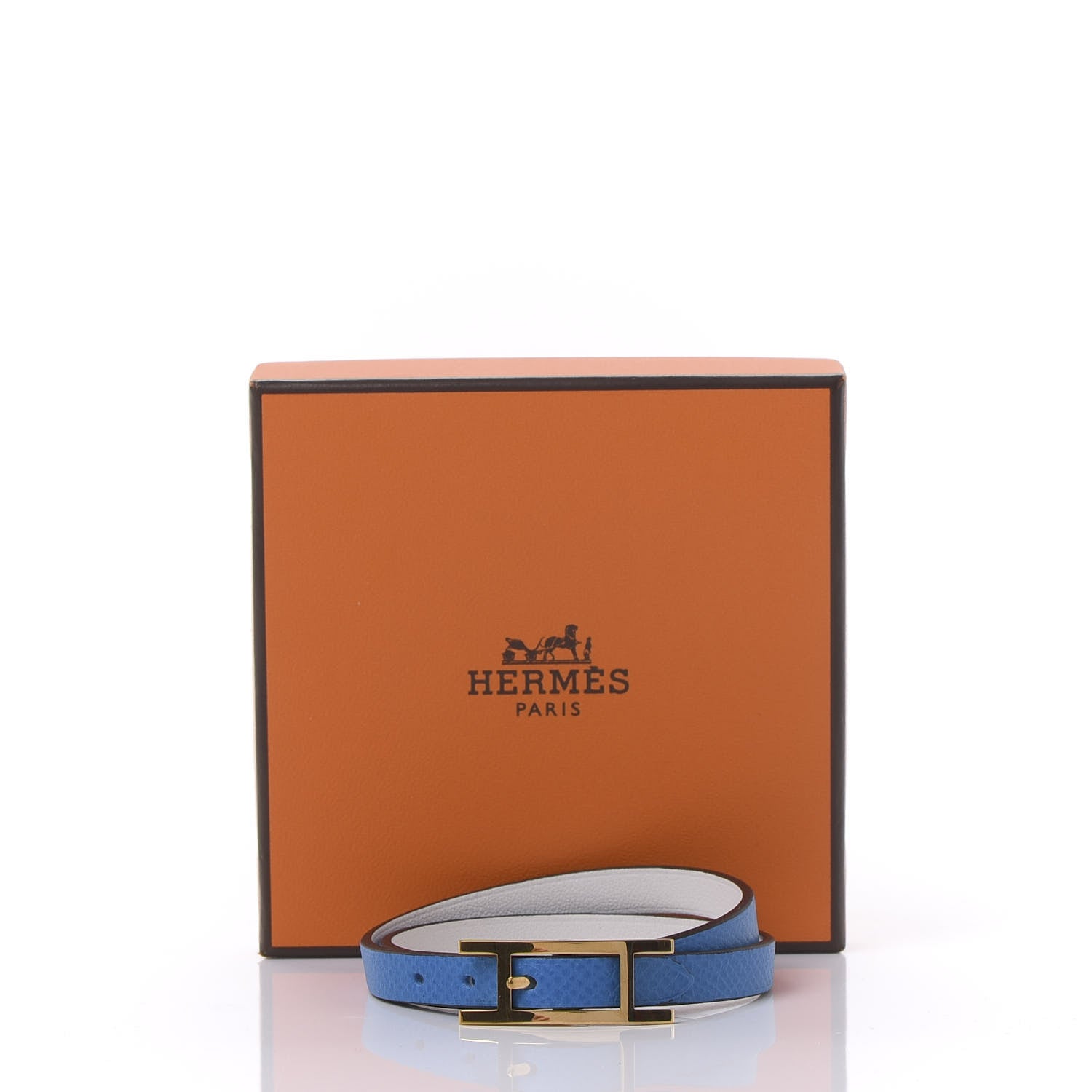 Hermes Epsom Swift Behapi Double Tour Bracelet S Bleu Hydra White 4 of 4