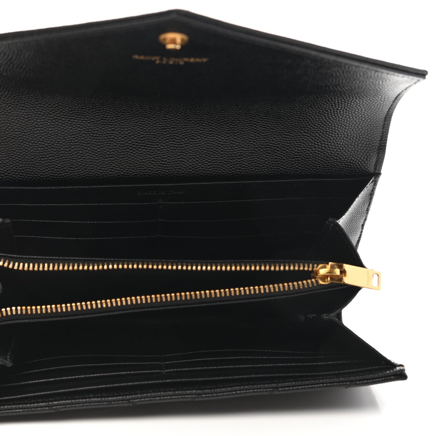 Grain De Poudre Matelasse Chevron Monogram Flap Wallet Black