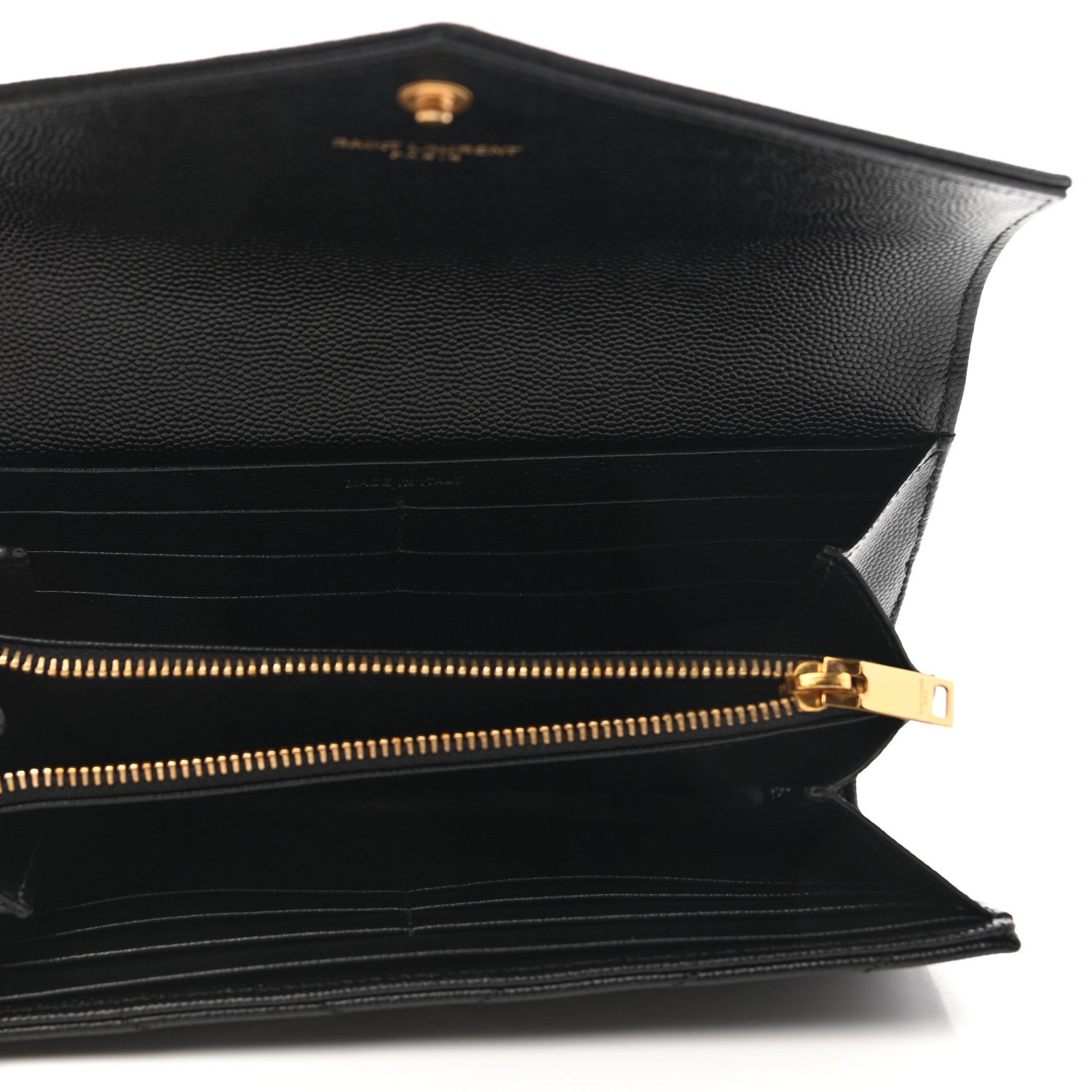 Saint Laurent Grain De Poudre Matelasse Chevron Monogram Flap Wallet Black 5 of 9