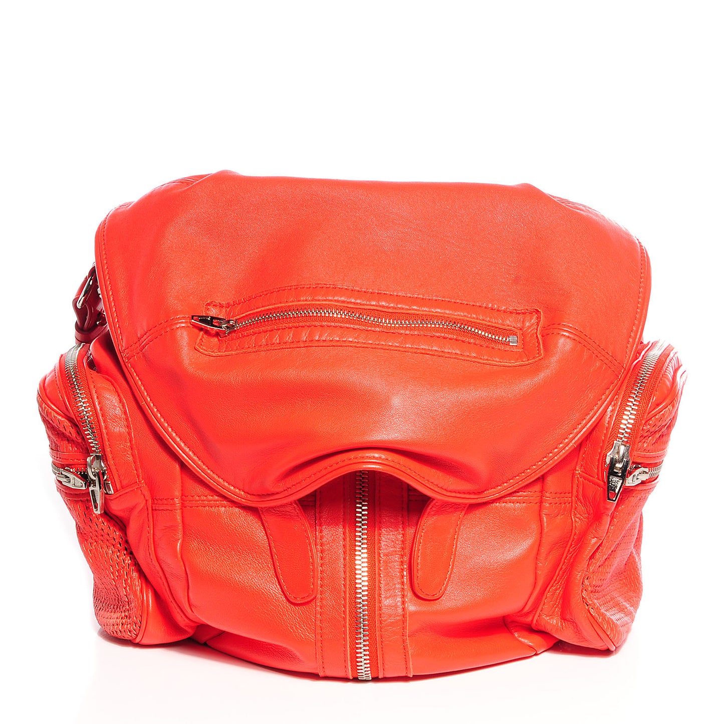 Lambskin Marti Convertible Backpack Cola Red with Silver Hardware