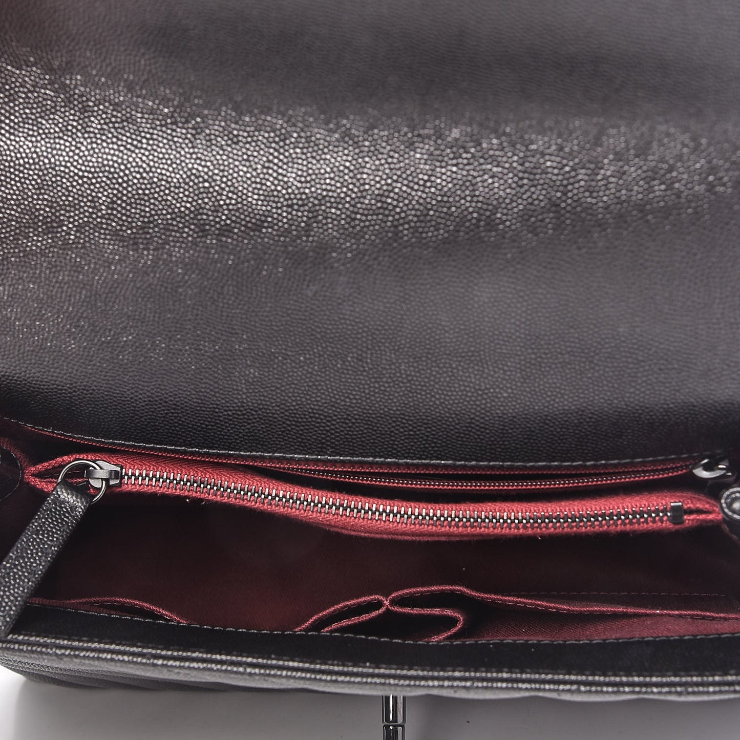 Caviar Chevron Quilted Small Coco Handle Flap So Black