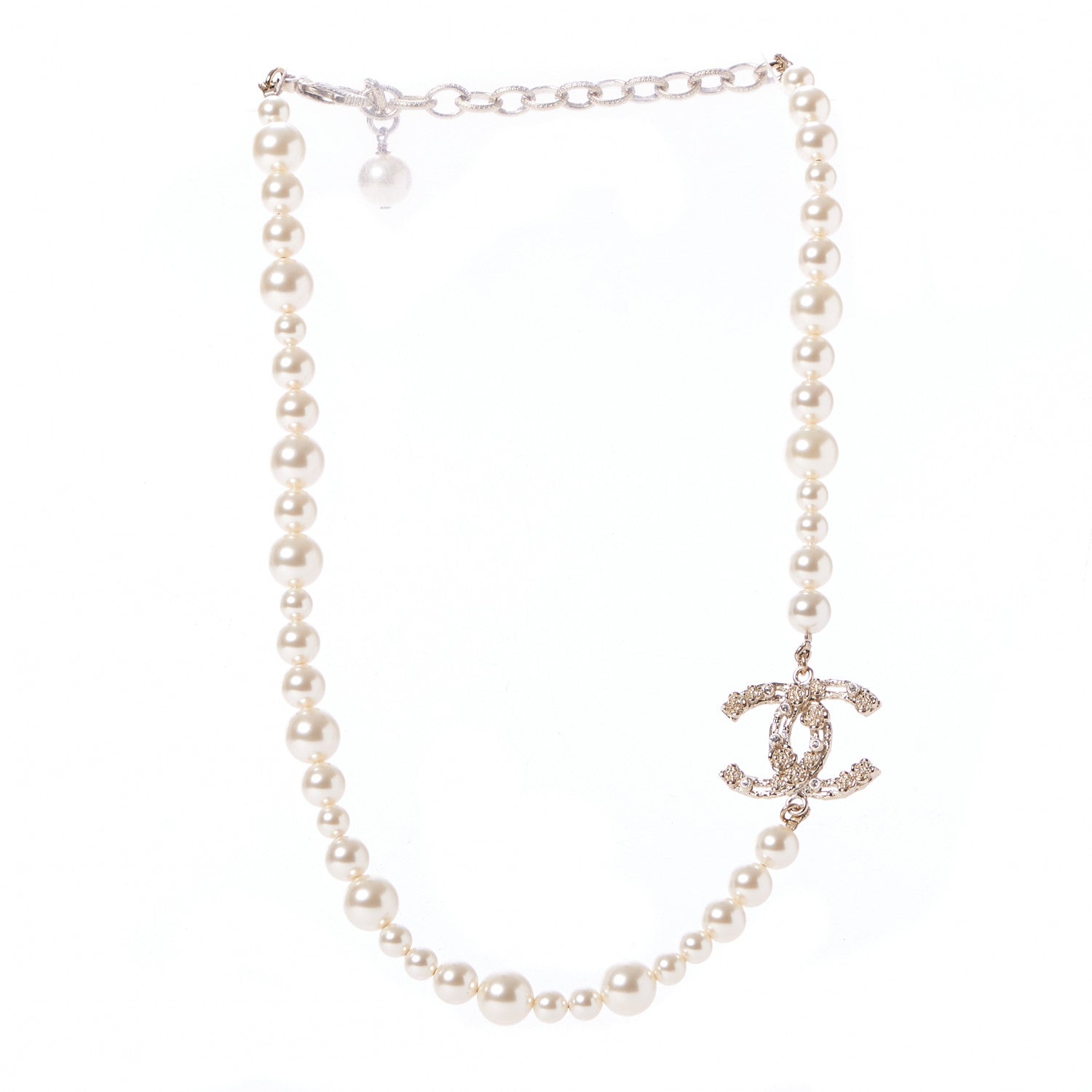 Chanel Pearl Crystal CC Camellia Short Necklace Gold 2 of 6