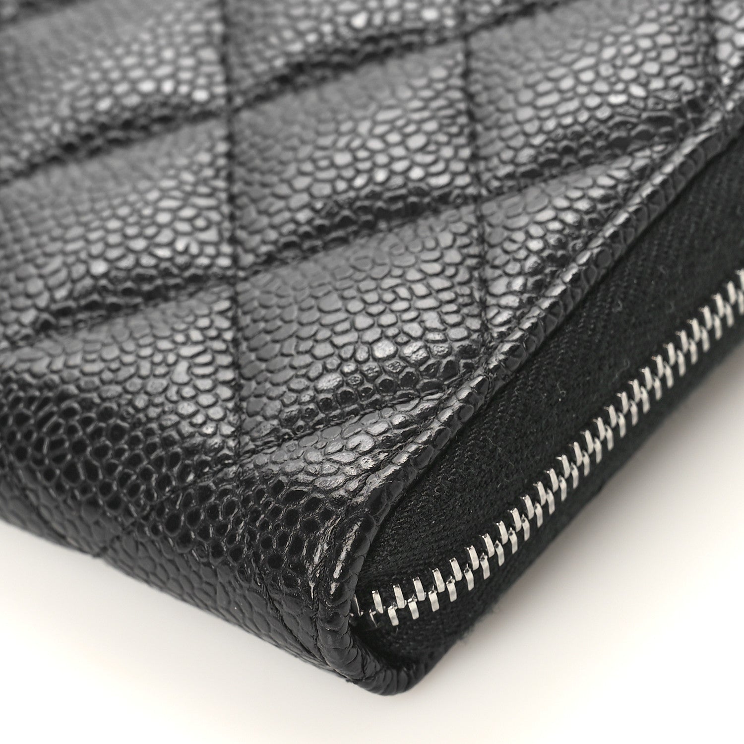 Chanel Caviar Quilted Large Gusset Zip Around Wallet Black 9 of 10