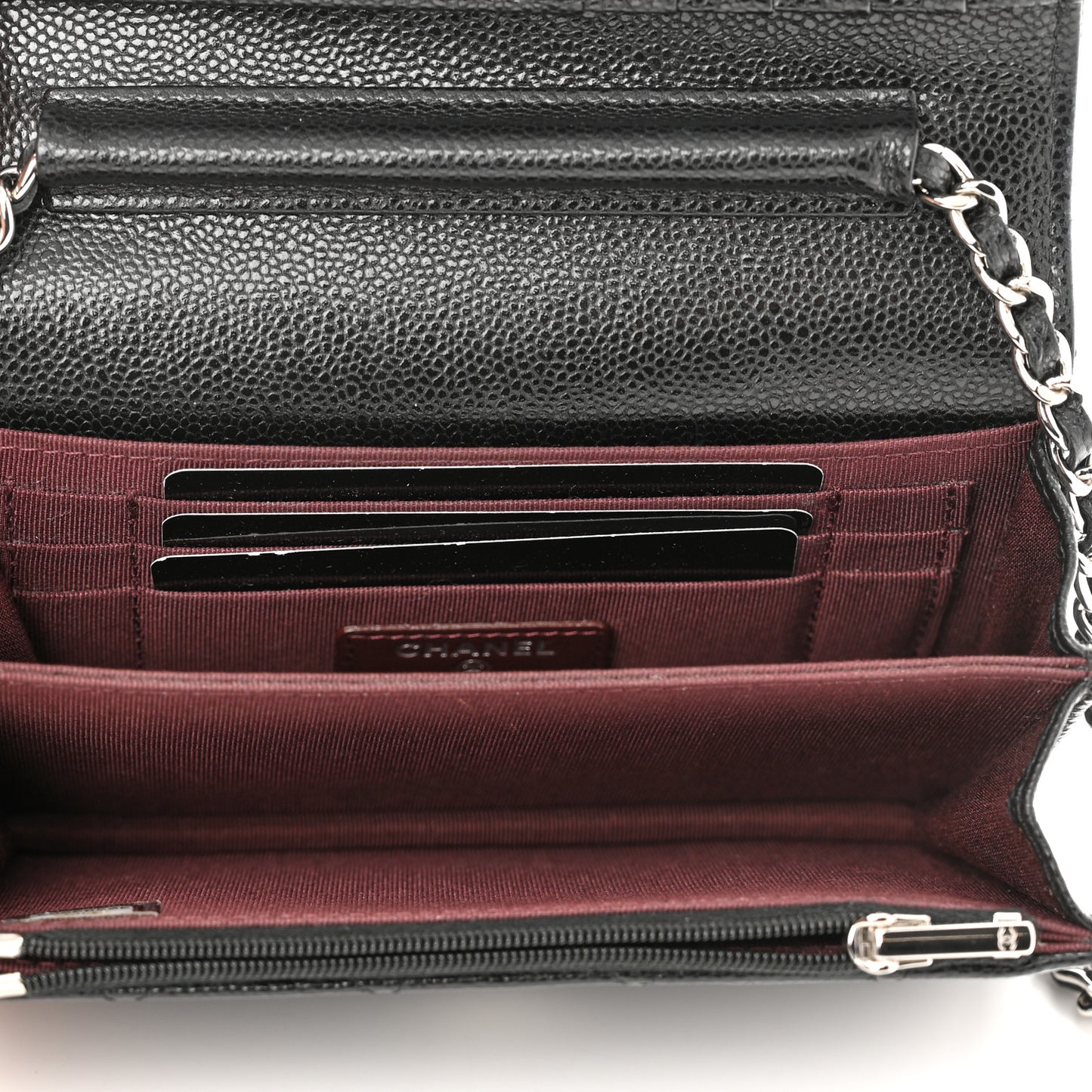 Caviar Quilted Mini Wallet On Chain WOC Black