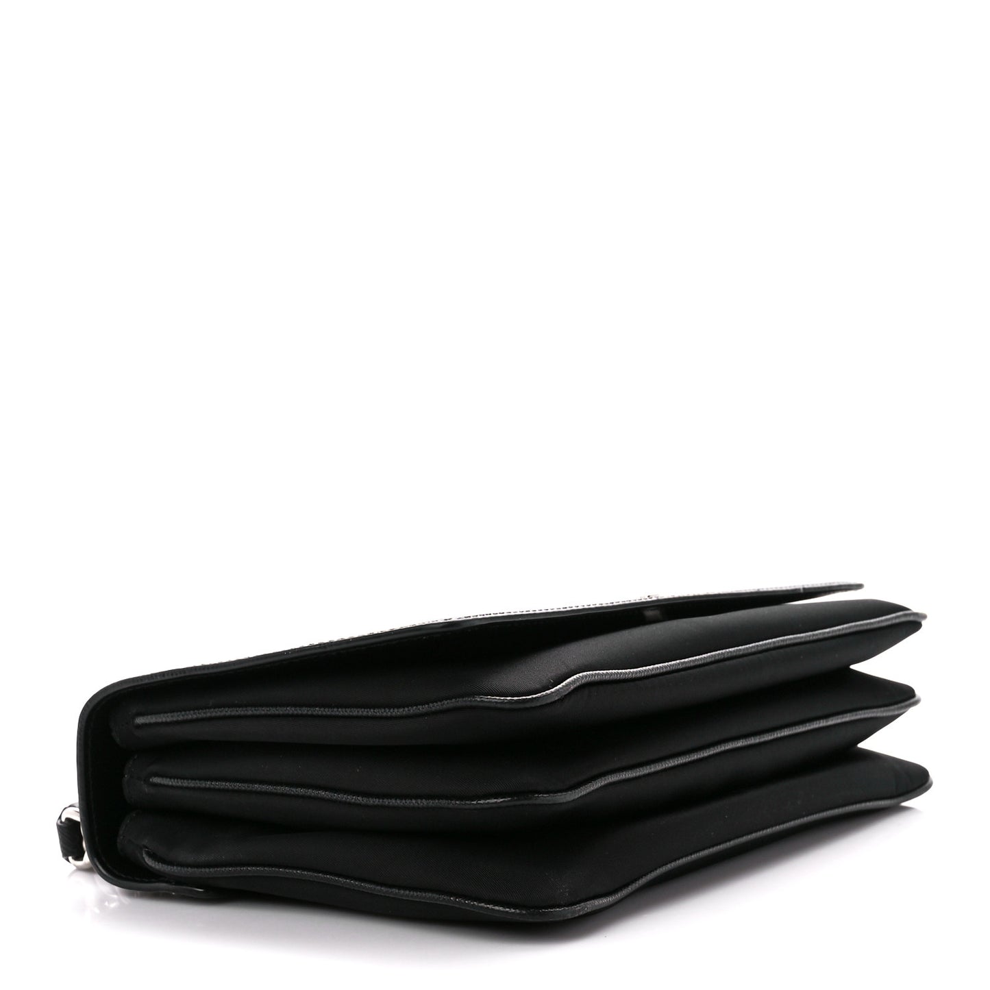 Saffiano Tessuto Nylon Chain Shoulder Bag Black