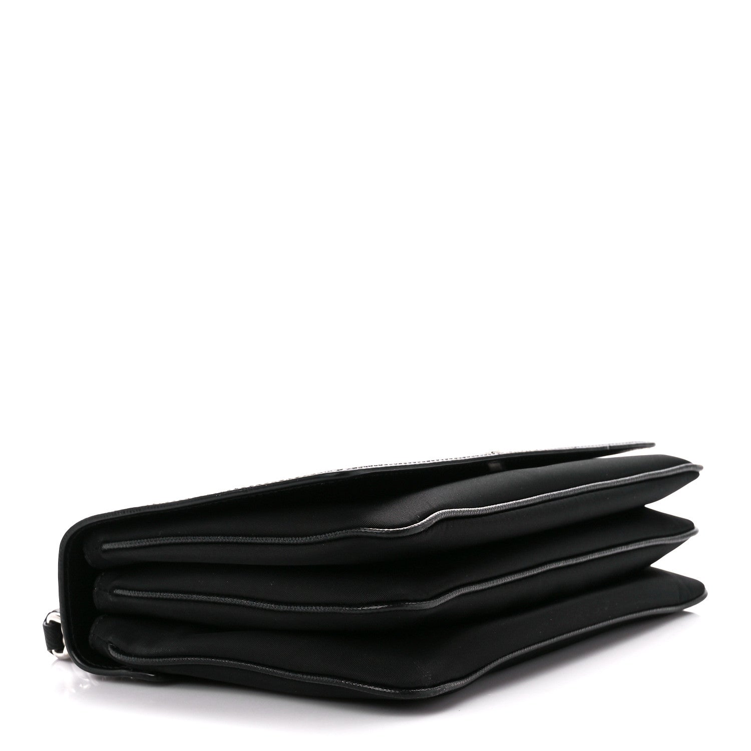 Prada Saffiano Tessuto Nylon Chain Shoulder Bag Black 4 of 10