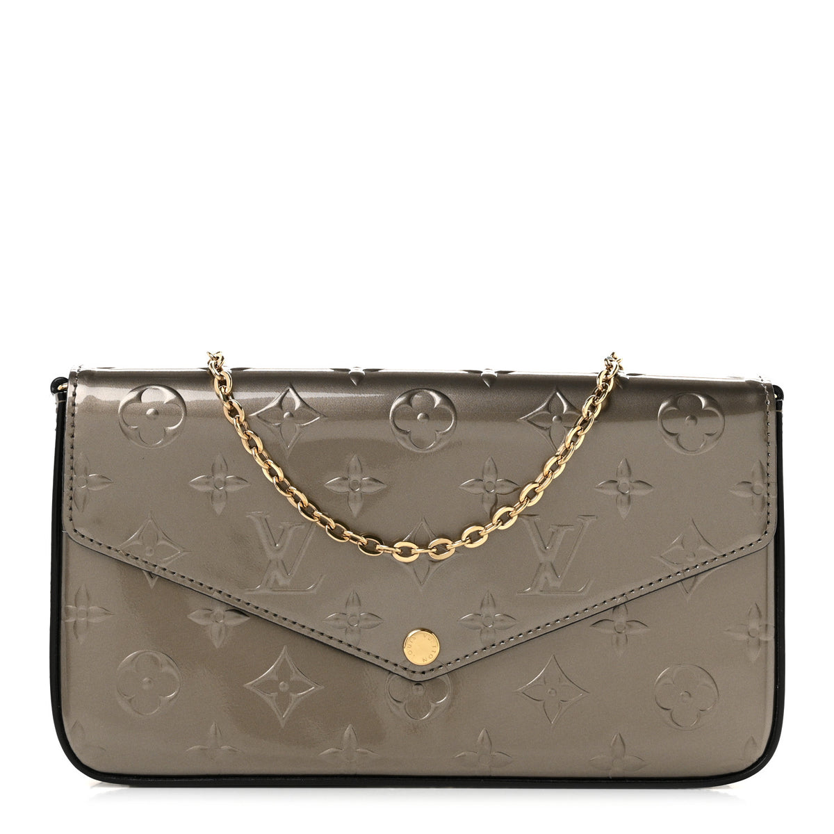 Louis Vuitton Vernis Felicie Pochette Chain Wallet Champagne Metallise 1 of 11