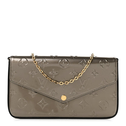 Louis Vuitton Vernis Felicie Pochette Chain Wallet Champagne Metallise 1 of 11