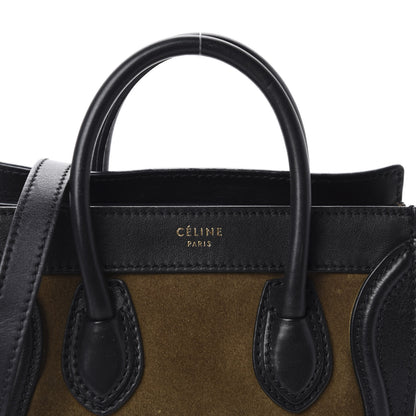 Celine Smooth Calfskin Suede Bi-Color Nano Luggage Black Olive 9 of 9