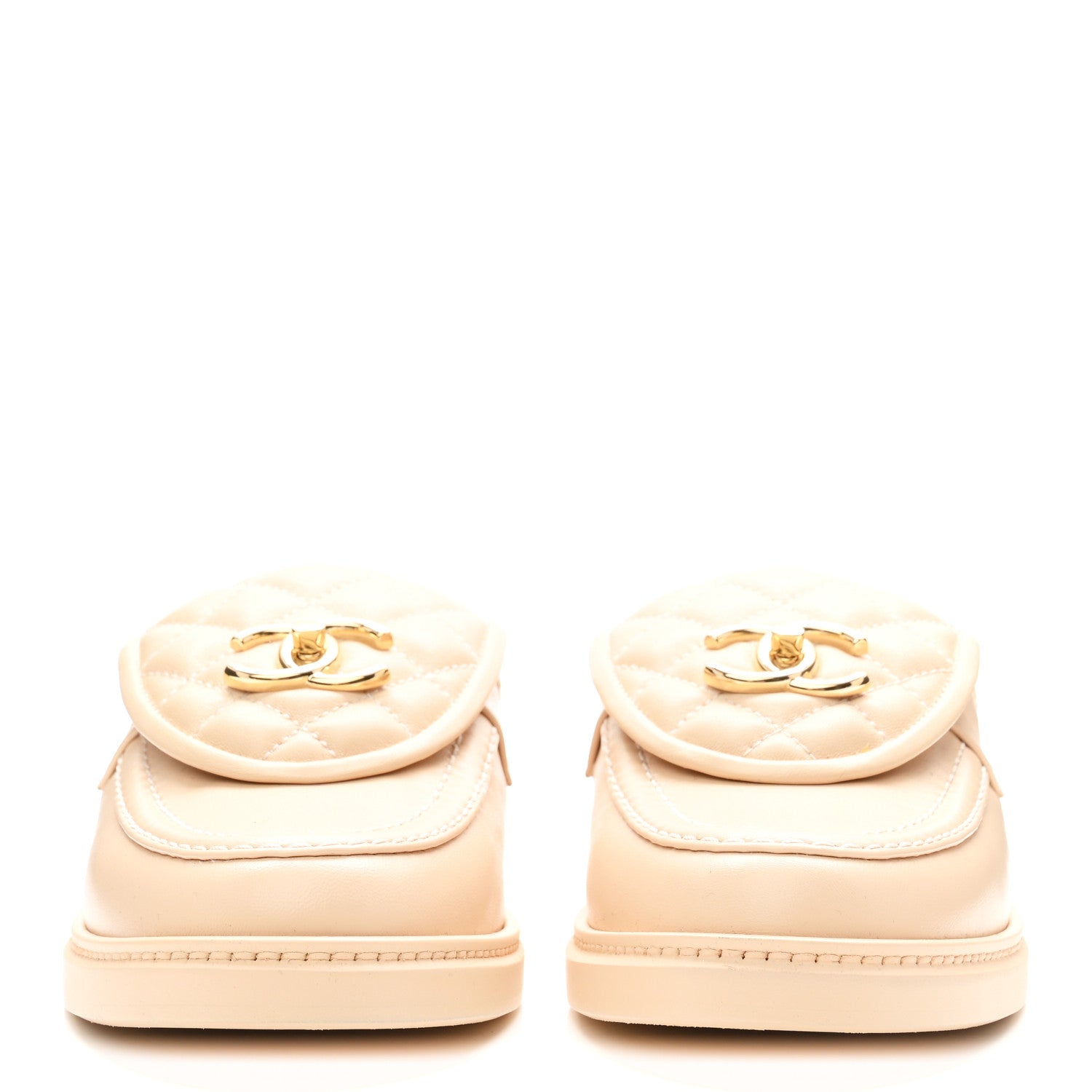 Chanel Lambskin Quilted CC Turnlock Mules 39 Light Beige 3 of 9