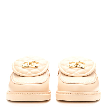 Chanel Lambskin Quilted CC Turnlock Mules 39 Light Beige 3 of 9