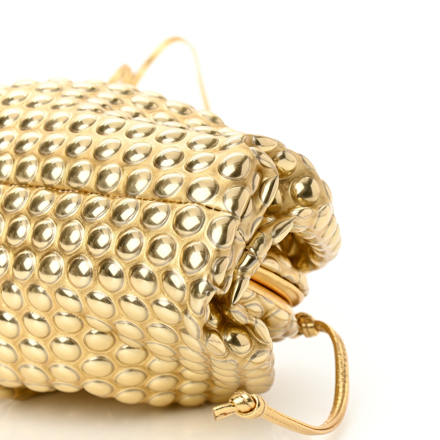 Bottega Veneta Metallic Fabric Bubble Wrap The Mini Pouch Gold 9 of 9