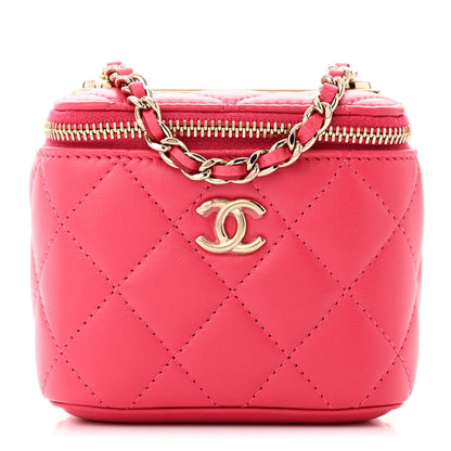 Chanel Lambskin Quilted Trendy Mini Vanity Case With Chain Dark Pink 1 of 11