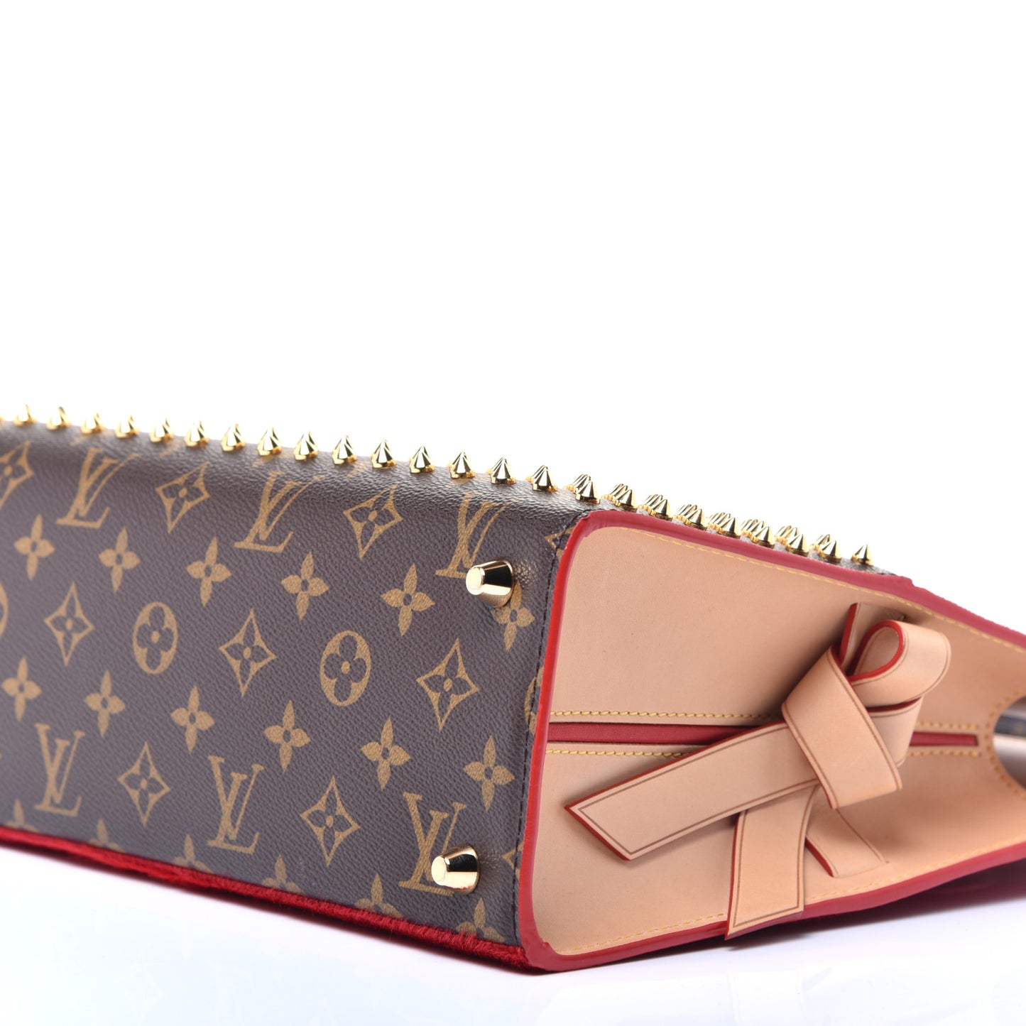 Monogram Calf Hair Spikes Iconoclasts Christian Louboutin Tote Red