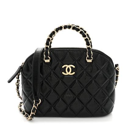 Chanel Shiny Lambskin Quilted Shiny Coco Clutch With Chain Black 1 of 11