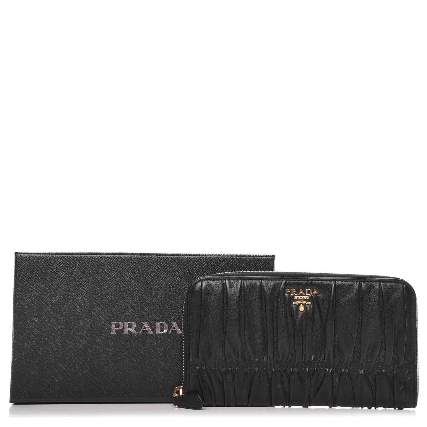 Nappa Gaufre Zip Around Wallet Black