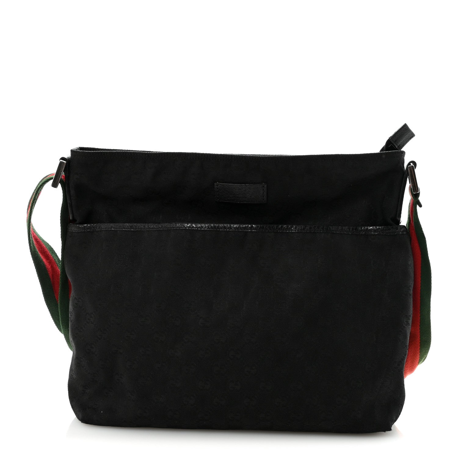 Gucci Monogram Web Medium Flat Messenger Bag Black 1 of 10