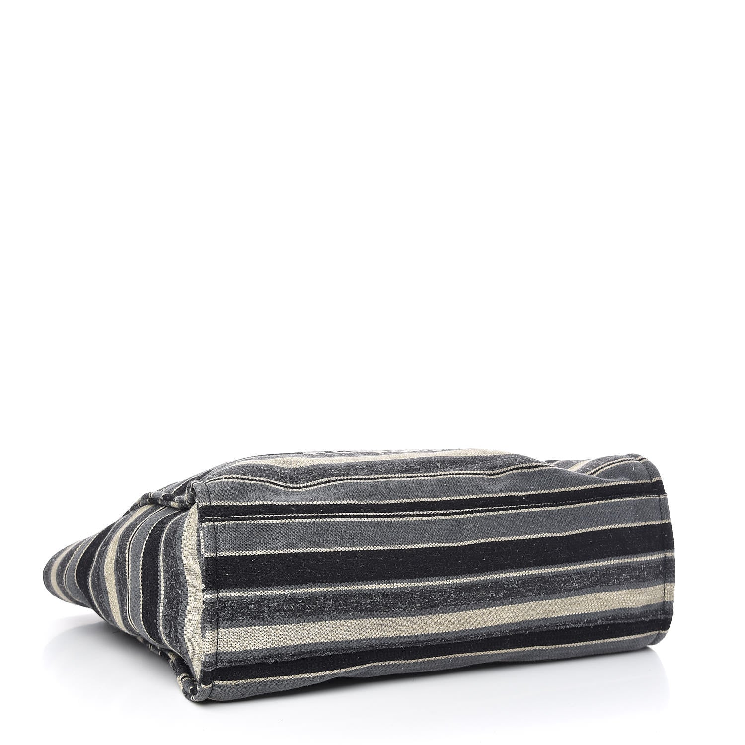 Chanel Canvas Striped Extra Large Deauville Tote Black Grey 4 of 10