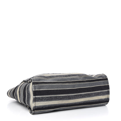 Chanel Canvas Striped Extra Large Deauville Tote Black Grey 4 of 10