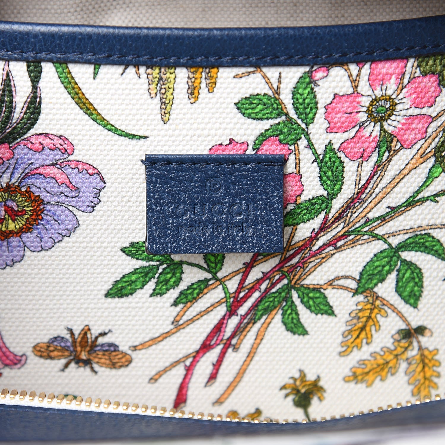 Gucci Canvas Large Flora Tote Navy Multicolor 6 of 10