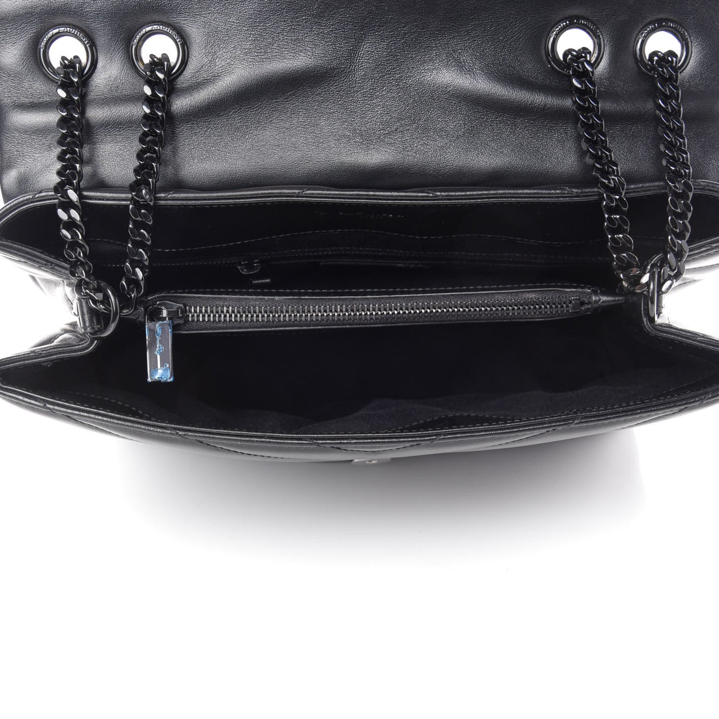 Calfskin Y Quilted Monogram Medium Loulou Chain Satchel Black