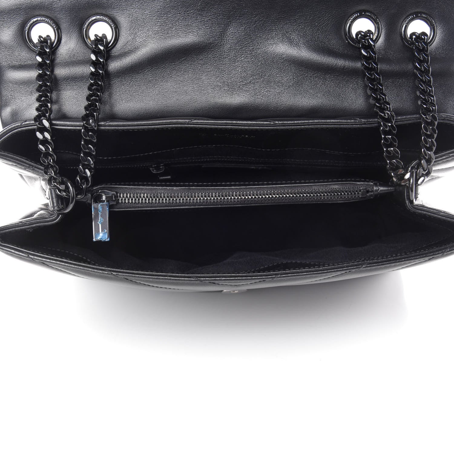 Saint Laurent Calfskin Y Quilted Monogram Medium Loulou Chain Satchel Black 6 of 12