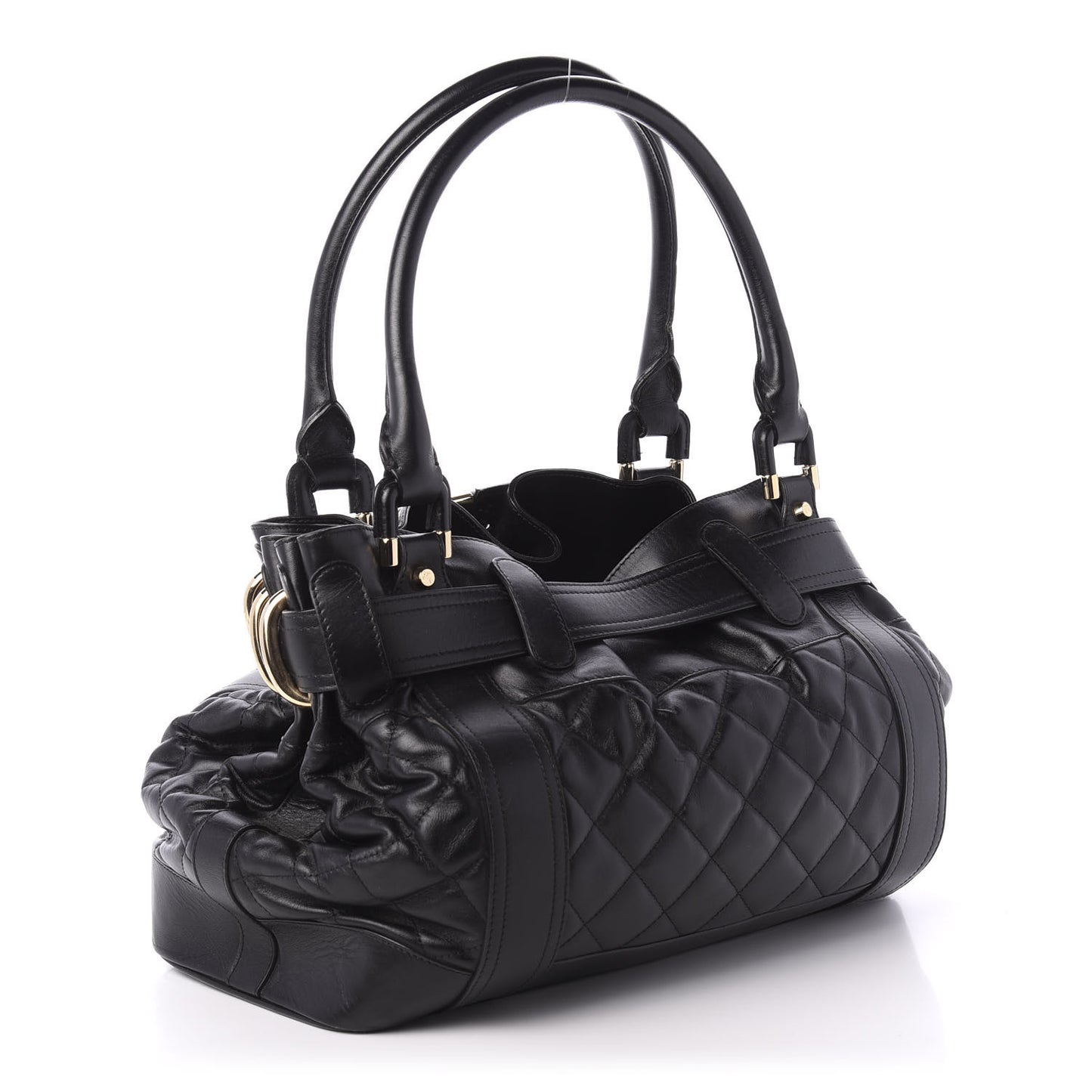Calfskin Quilted Beaton Satchel Black