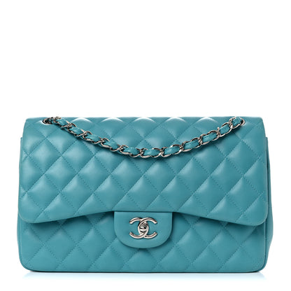 Chanel Lambskin Quilted Jumbo Double Flap Turquoise 1 of 10