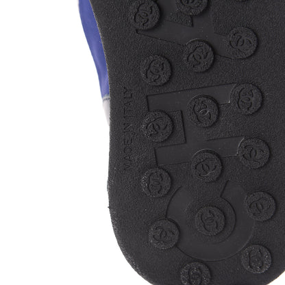 Chanel Calfskin Mesh Lycra Womens Logo High Top Sneakers 37 Navy 7 of 7