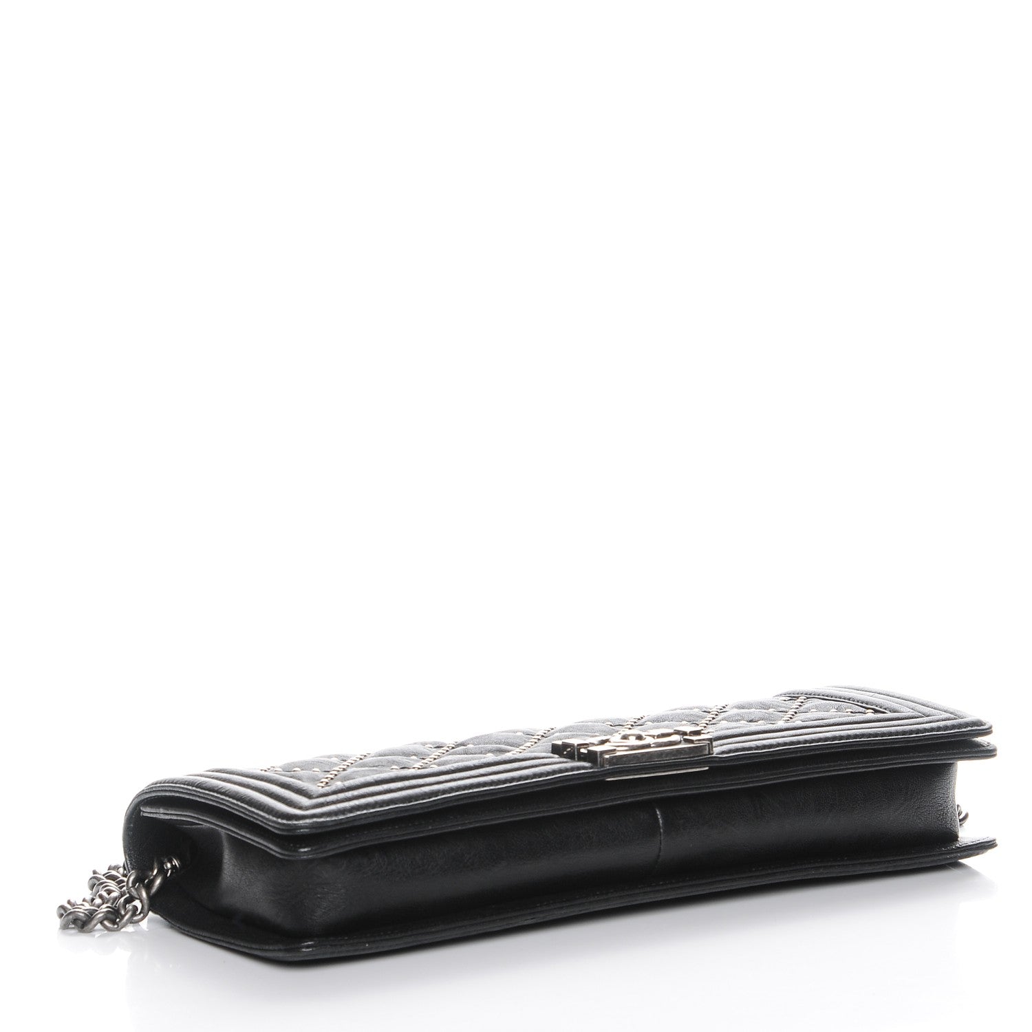 Chanel Crumpled Lambskin East West Studded Boy Flap Black 4 of 7