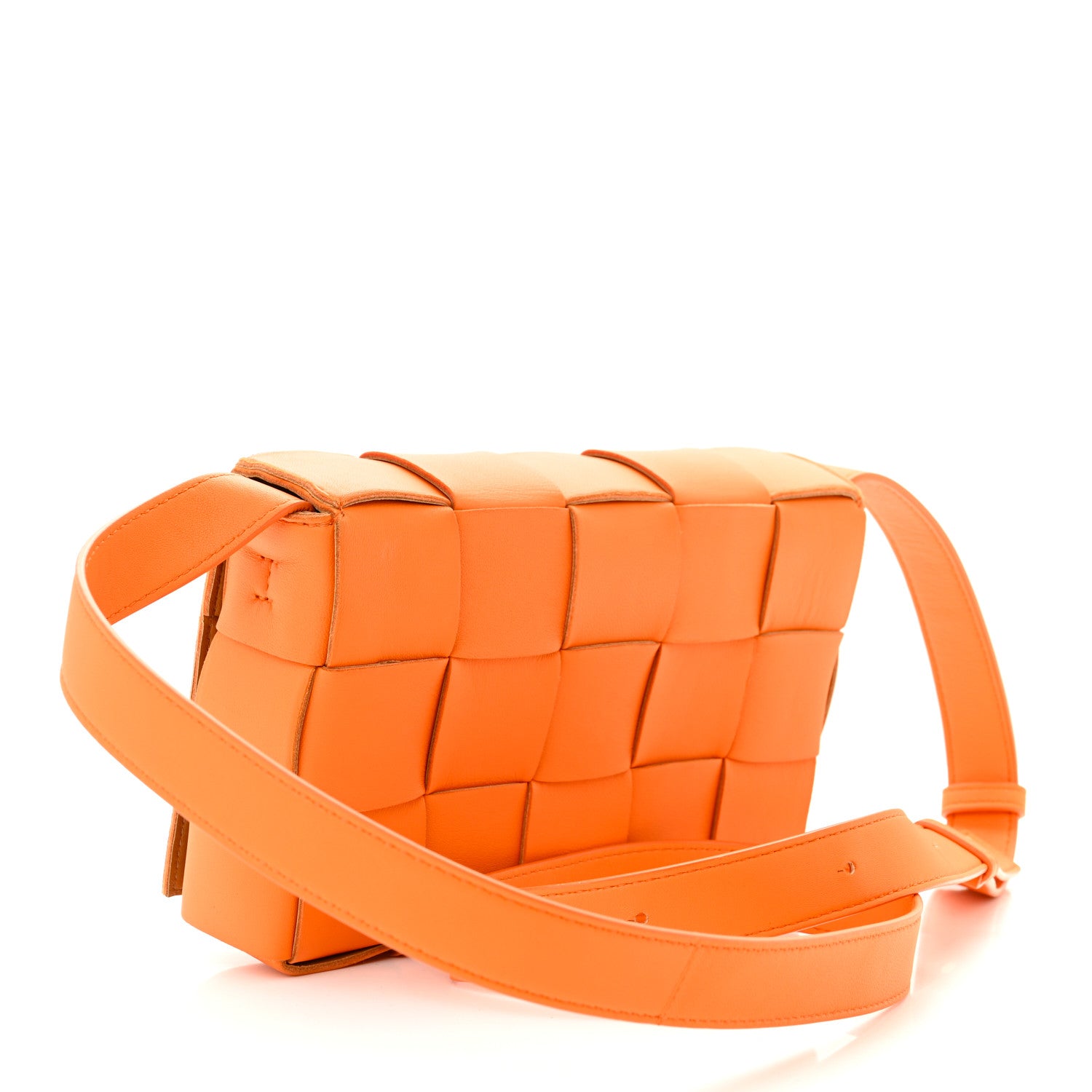 Bottega Veneta Lambskin Maxi Intrecciato Cassette Crossbody Bag Tangerine 3 of 12