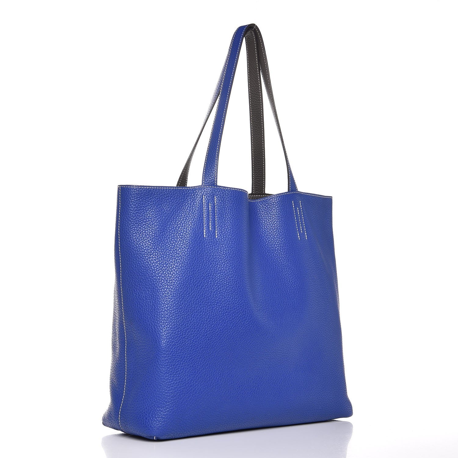 Hermes Taurillon Clemence Double Sens 45 Reversible Tote Graphite Bleu Electrique 3 of 11