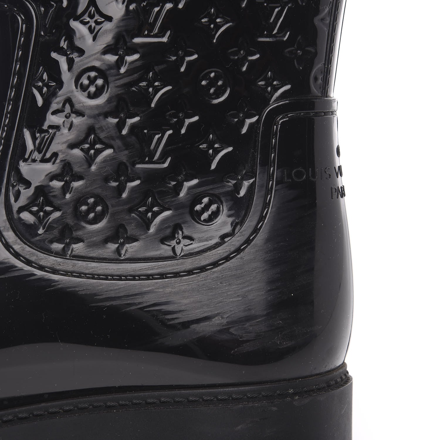 Louis Vuitton Rubber Embossed Monogram Splash Rain Boots 36 Black 7 of 9