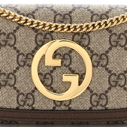 Gucci GG Supreme Monogram Textured Dollar Calfskin Blondie Continental Chain Wallet Beige Ebony New Acero 8 of 11