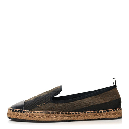 Fendi Canvas Pequin Espadrilles 38.5 Tobacco Black 1 of 7
