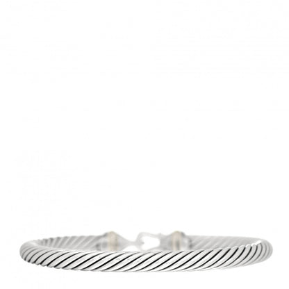 David Yurman Sterling Silver 18K Yellow Gold 5mm Cable Classic Buckle Bracelet 3 of 4