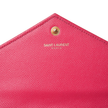 Saint Laurent Grain De Poudre Matelasse Chevron Monogram Envelope Chain Wallet Bubblegum 7 of 13