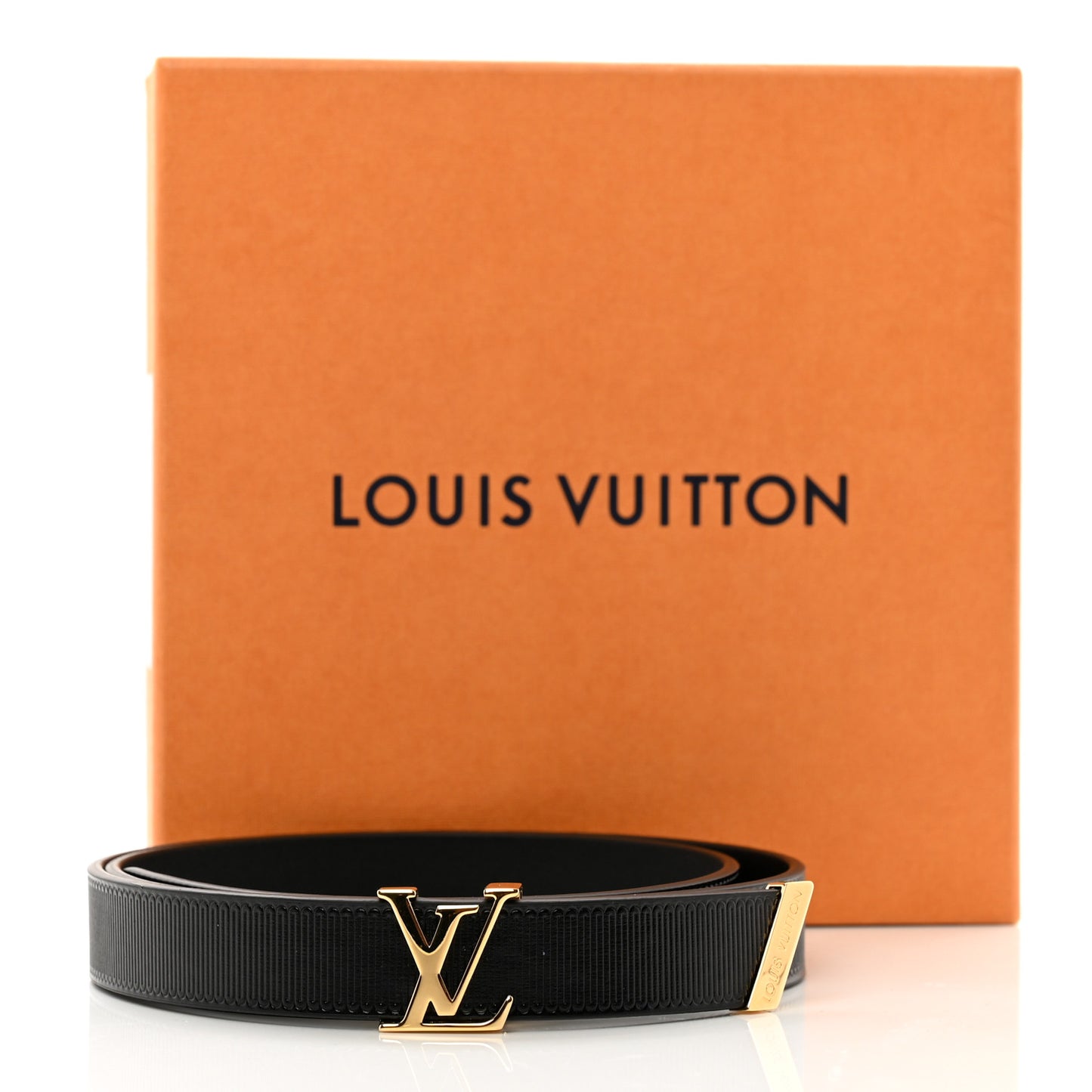 Calfskin Embossed 20MM LV Initiales Belt 75 30 Black