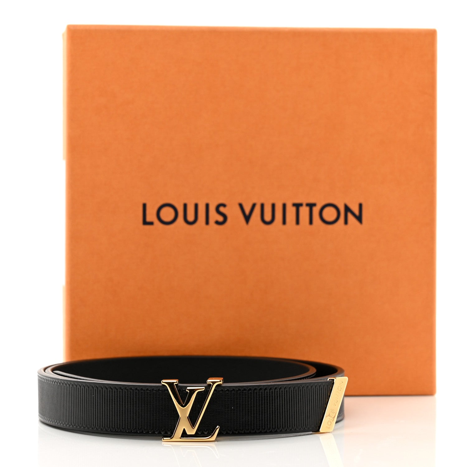 Louis Vuitton Calfskin Embossed 20MM LV Initiales Belt 75 30 Black 6 of 6