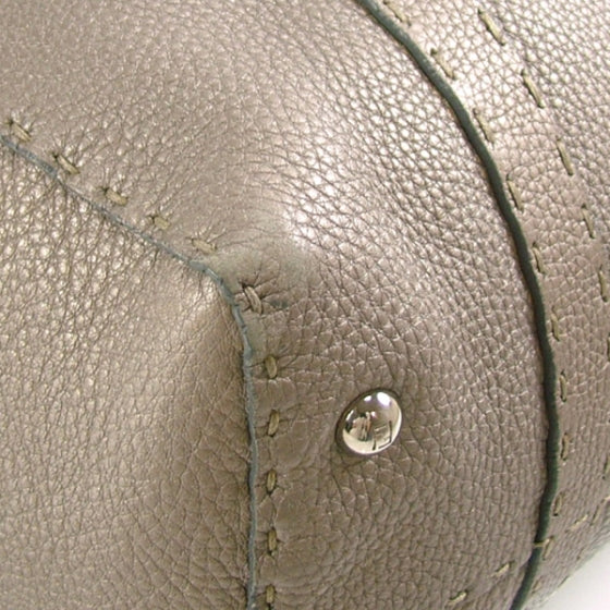 Calfskin Romano Selleria Linda Satchel Silver