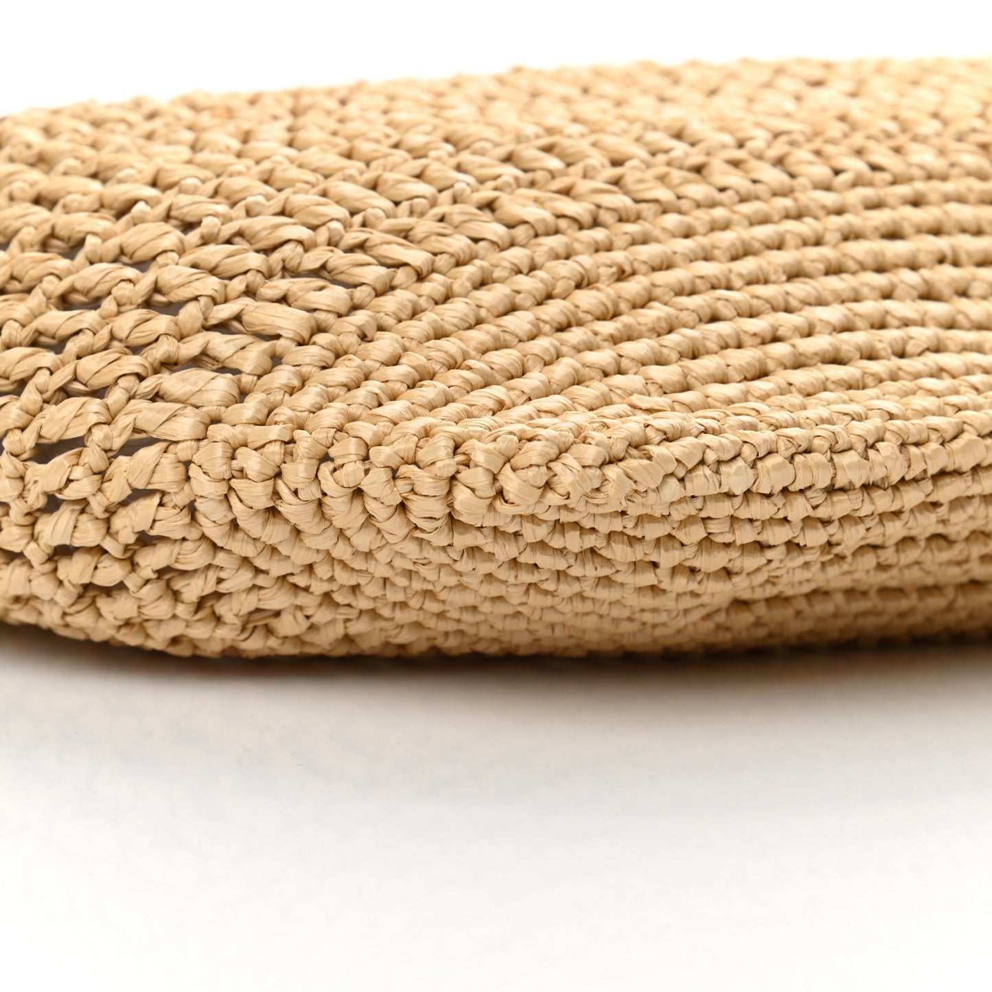 Yarn Raffia Effect Crochet Logo Embroidered Shopping Tote Bag Naturale