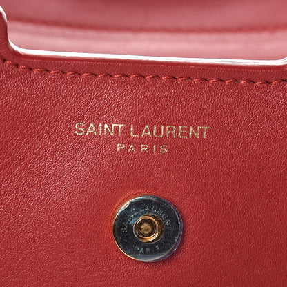 Saint Laurent Calfskin Suede Baby Monogram Downtown Cabas Red 7 of 12